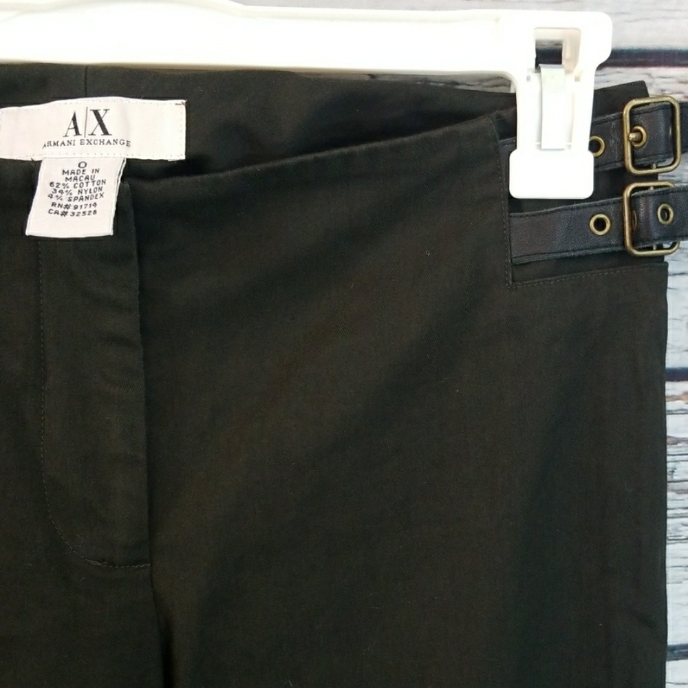 Armani Exchange wide leg side buckles slacks sz 0